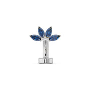 14k white gold marquise fan floating navel ring with blue sapphire marquise gemstones