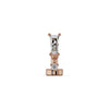 14k rose gold baguette drop floating navel ring, front view showing warm rose tone and CZ dangle