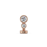 14k rose gold bubble bezel floating navel ring with sparkling round CZ stones, front view