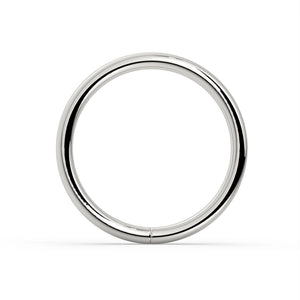 950 platinum seamless seam ring hoop, front view showing polished round band and flush closure