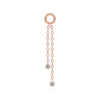 14K rose gold duo diamond piercing chain with two bezel-set diamonds on staggered cable chains