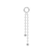 14K white gold duo diamond piercing chain with two bezel-set diamonds on staggered cable chains