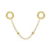 14k yellow gold bead chain piercing connector, short length, with oval links and round beads
