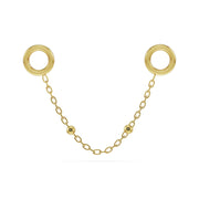 14k yellow gold bead chain piercing connector, short length, with oval links and round beads