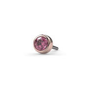14k rose gold 2mm pink diamond bezel end only, close-up front view showing smooth bezel setting
