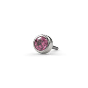 14k white gold 2mm pink diamond bezel end only, close-up front view showing smooth bezel setting