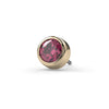 14k yellow gold 3mm pink diamond bezel end only, angled view highlighting polished bezel and stone face