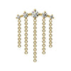 14k yellow gold Evenfall dangle threadless stud end with 5 CZ gems and cascading chain fringe, front view