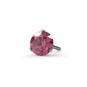 14k rose gold pink diamond threadless piercing stud, 3mm size showing vibrant pink tone and prong detail