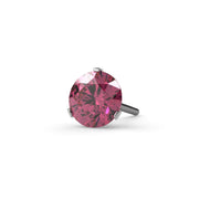 14k white gold pink diamond Lumina threadless end, 3mm size front-angled view of round brilliant cut stone