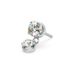 Close-up of 14k white gold pushpin diamond dangle end showing prong detail and angled titanium pin