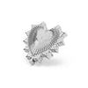 14k white gold radiant heart threadless push-pin end only, top-down angled view showing pin post tip