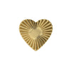14k yellow gold sunburst heart threadless stud end, flat front view showing radiating ray detail