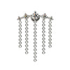 14k white gold diamond chain dangle labret stud with 5-stone bar and cascading chains, front view