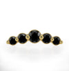 14K yellow gold mini climber threadless stud with 5 black diamond gemstones, front view