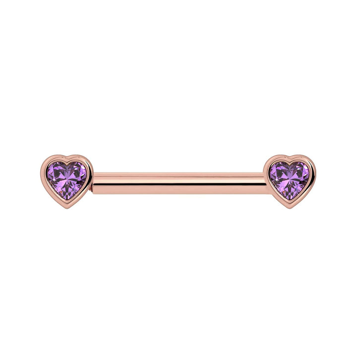 Amethyst Heart Nipple Barbell