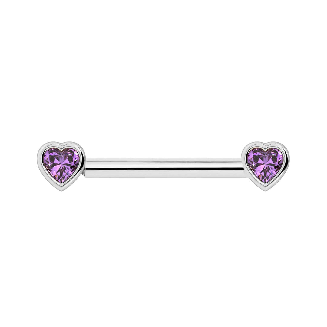Amethyst Heart Nipple Barbell
