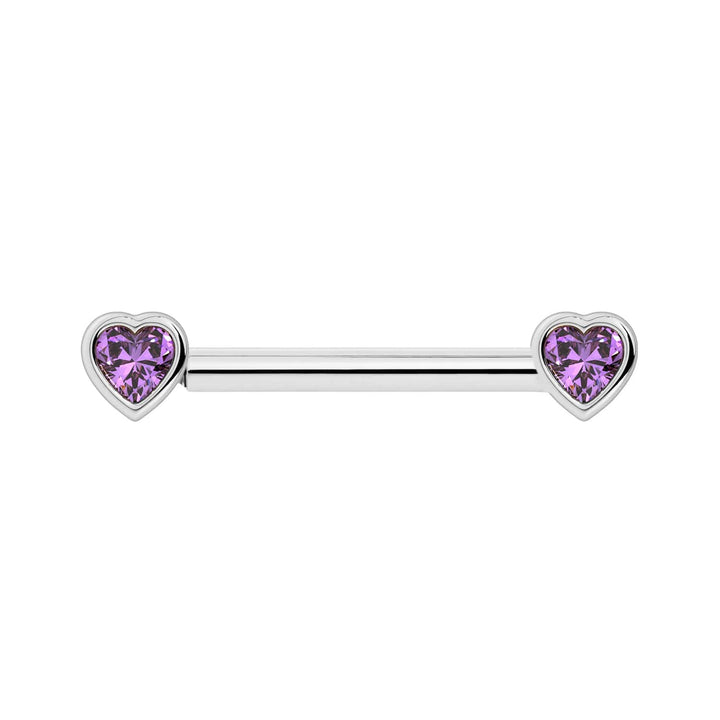 Amethyst Heart Nipple Barbell