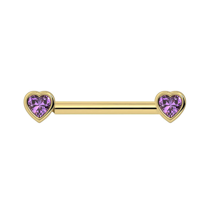 Amethyst Heart Nipple Barbell