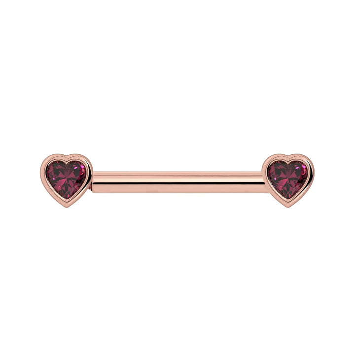 Rhodolite Garnet Heart Nipple Barbell