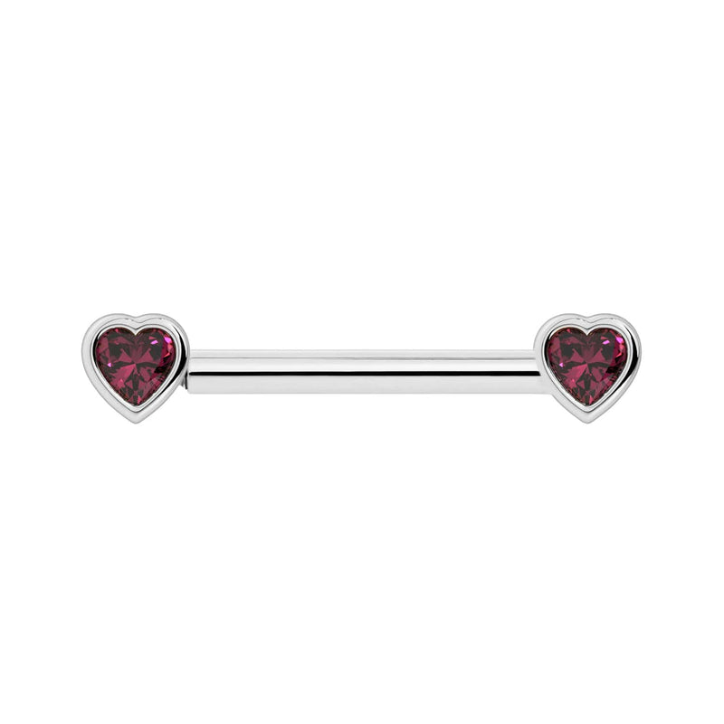 Rhodolite Garnet Heart Nipple Barbell | 14K Gold  FreshTrends