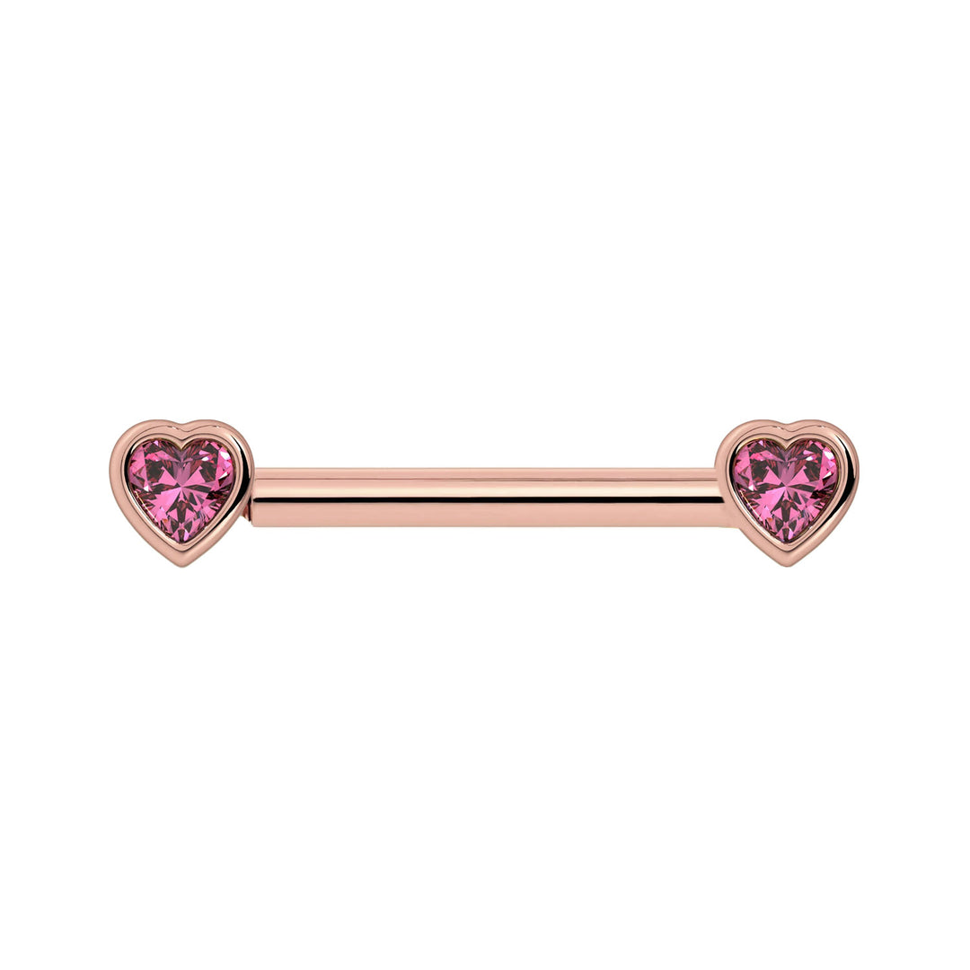 Pink Sapphire Heart Nipple Barbell