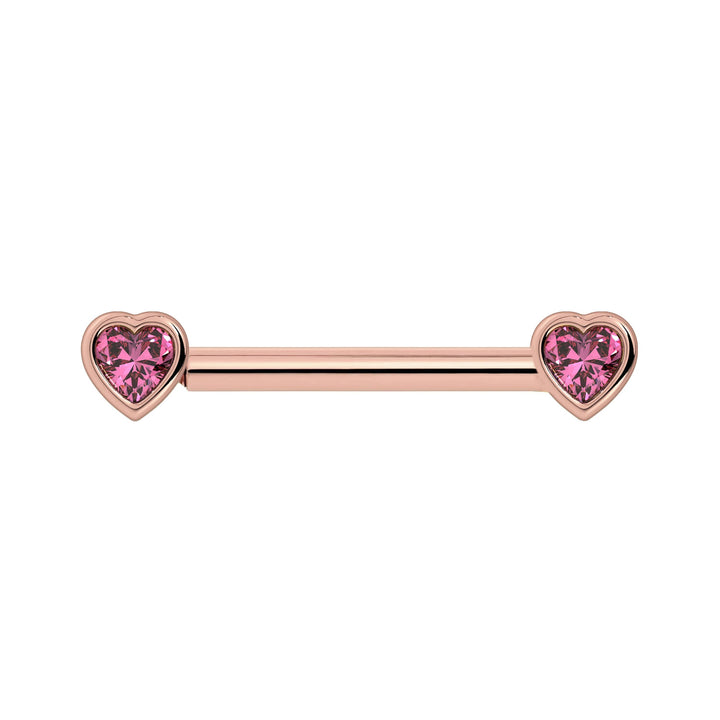 Pink Sapphire Heart Nipple Barbell