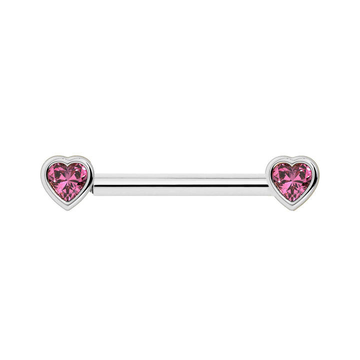 Pink Sapphire Heart Nipple Barbell