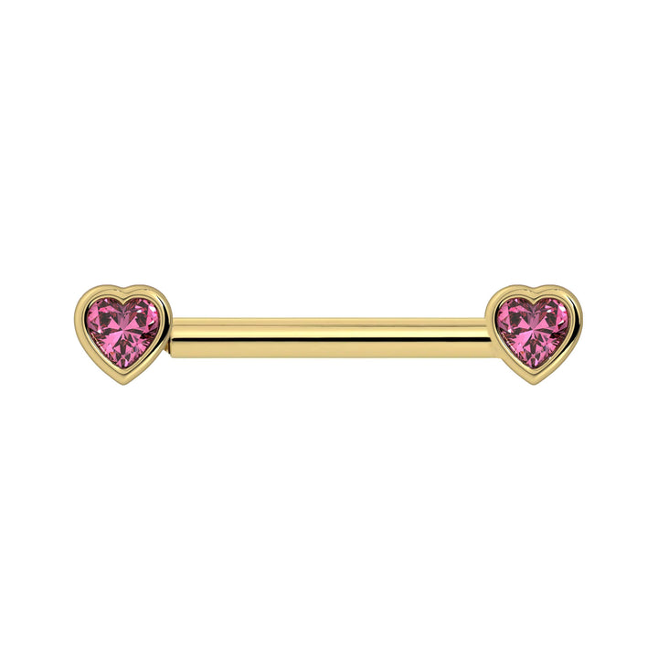 Pink Sapphire Heart Nipple Barbell
