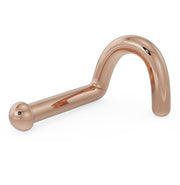 14k rose gold dome nose ring with twist backing, warm pink-gold finish