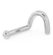 14k white gold dome nose ring with twist backing, polished silver-tone finish
