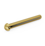 14k yellow gold 1.5mm dome nose ring with straight post backing, angled view showing post length
