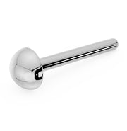 14K white gold 3mm dome nose stud with bone backing, close-up angled view