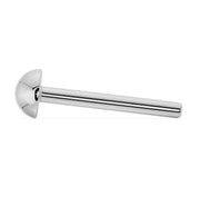 Side profile of 14K white gold dome nose ring showing straight post and flat dome shape