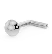 14K white gold 3mm dome nose ring with L-post backing, showing angled post detail
