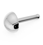 14k white gold dome nose ring with bone backing, angled view of polished dome and post