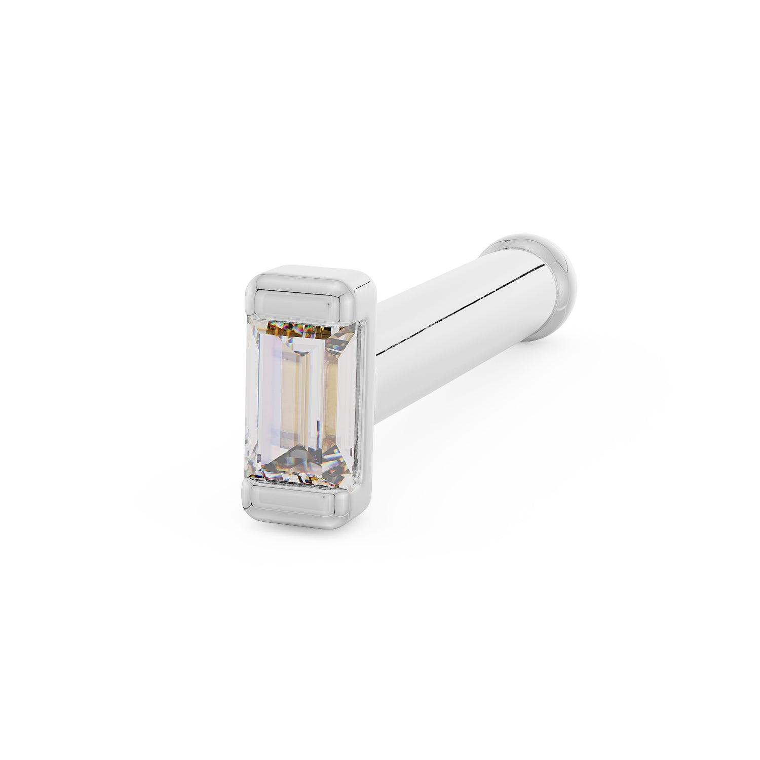1.5mm Mini Baguette Diamond 14K Gold Nose Ring