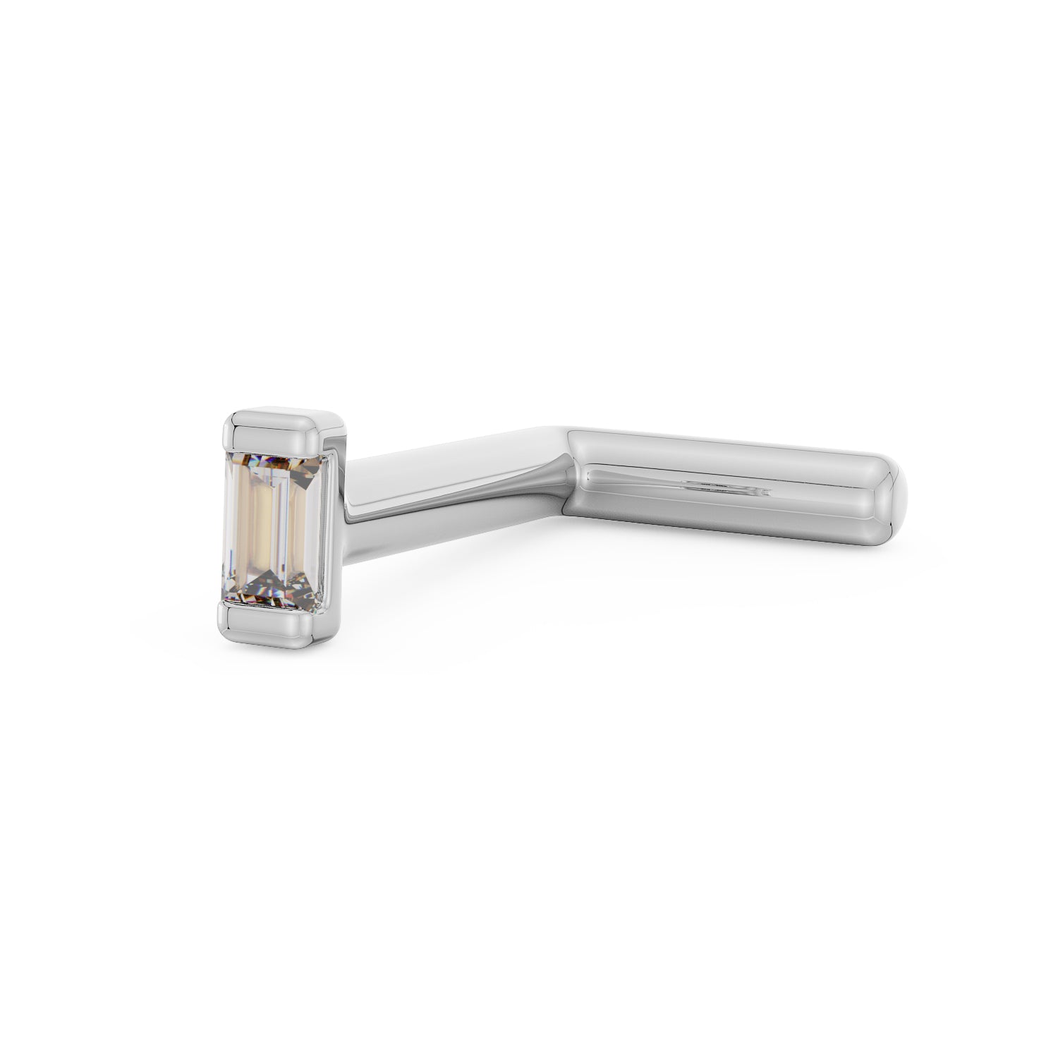 1.5mm Mini Baguette Diamond 14K Gold Nose Ring