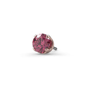 14k rose gold 2mm pink diamond prong end only isolated view, showcasing four-prong setting and pin