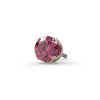 Close-up of 2.5mm pink diamond push-pin end in 14k rose gold prong setting, end-only view