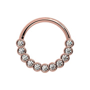 14k rose gold bubbles front-facing seam ring with CZ stones, flat front view on white background