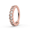 14k rose gold bubbles seam ring with CZ stones, side profile showing smooth plain back arc