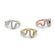 Cosmo seam ring in all three metal options: 14k white gold, yellow gold, and rose gold with CZ