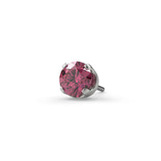 14k white gold 2mm pink diamond prong end only, front-facing view showing four-prong setting detail