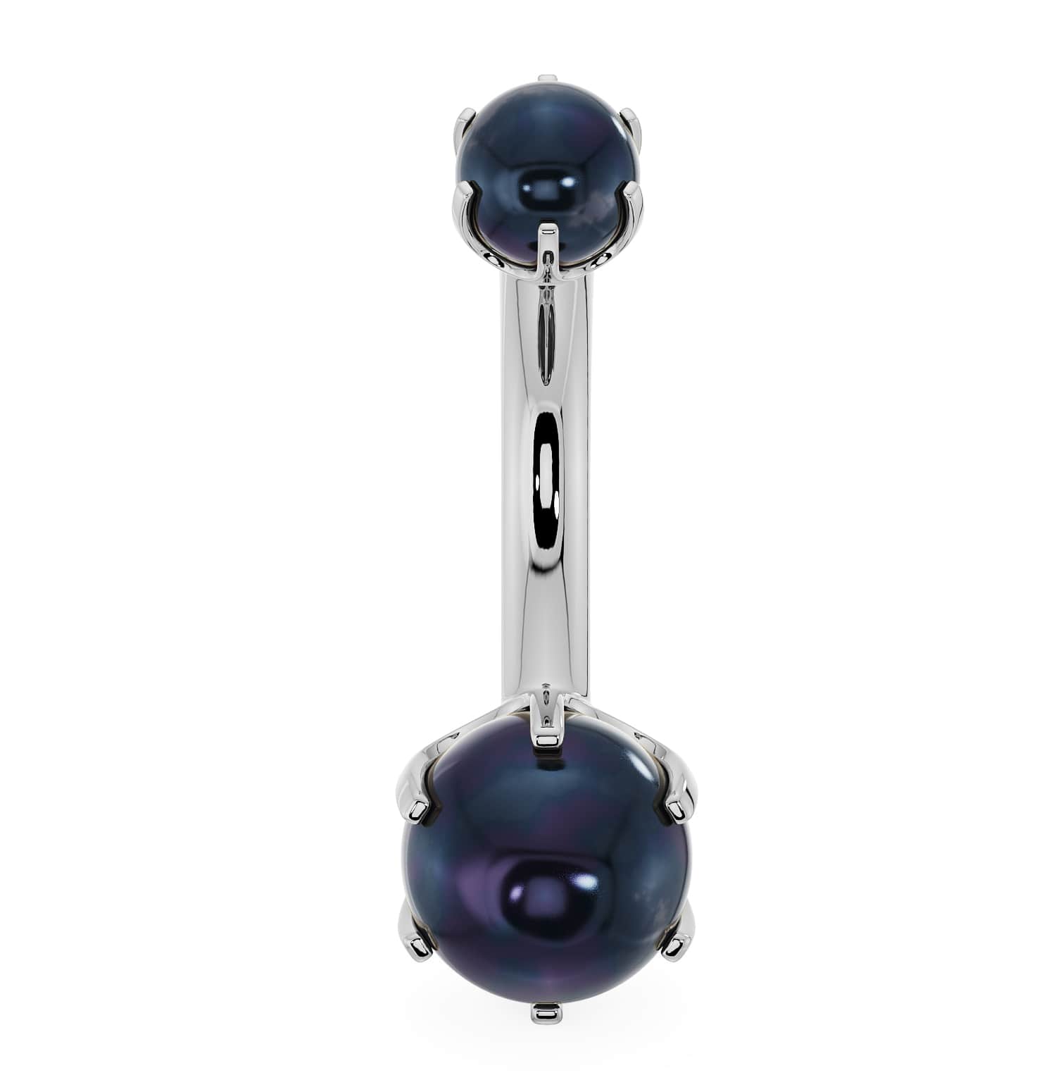 Black Akoya Pearl Prong-Set 14k White Gold Belly Button Ring