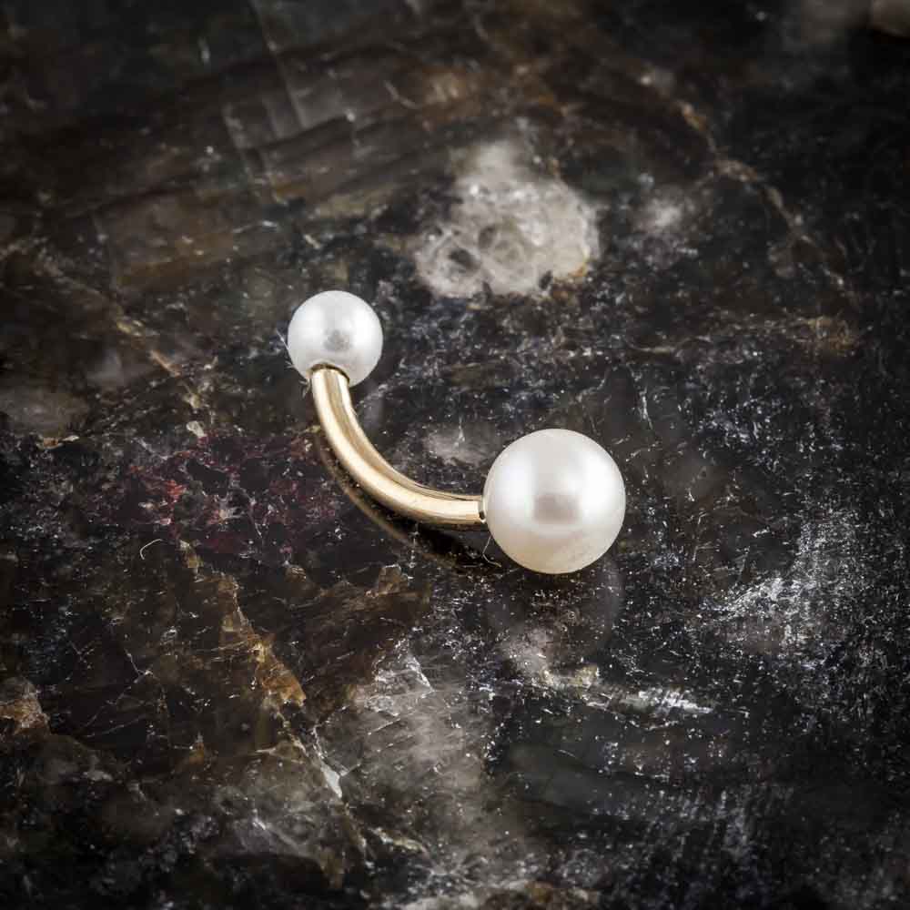 Double Ball and Cultured Pearl Belly Ring Gift Set