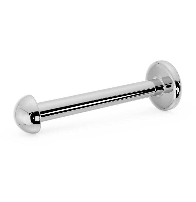 14K white gold 2mm dome flat back labret angled view showing dome top and flat disc backing