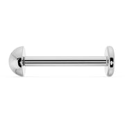 14k white gold dome flat back labret stud, straight-on front view showing dome and flat disc backing