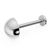 14k white gold 5mm dome flat back labret stud, angled view showing smooth high-polish dome charm