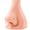 14k yellow gold star charm nose ring shown in pierced nose demonstrating minimal 3mm size